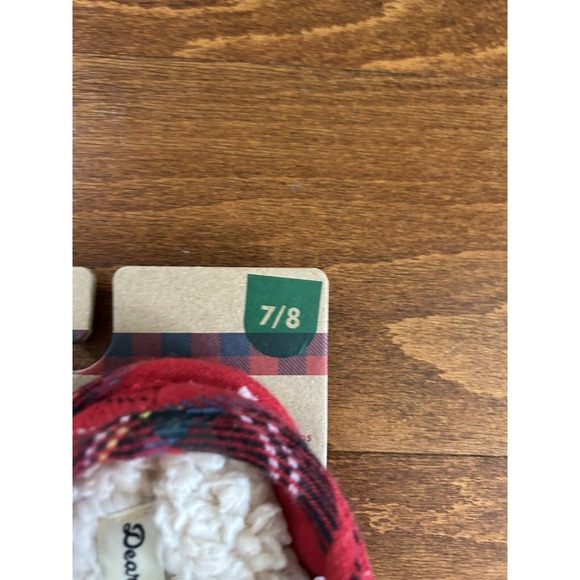 Dearfoams Kids Toddler Little Kids Big Bro Bear Plaid Red Slippers NEW 7-8 US - Picture 4 of 6